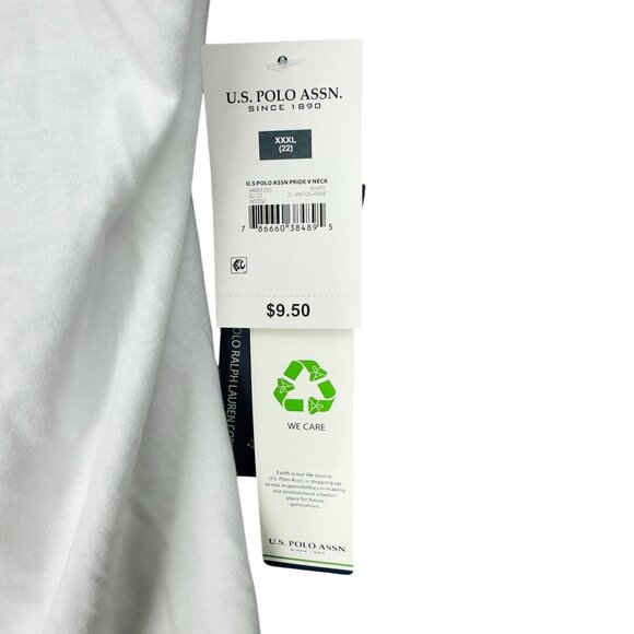 U.S. Polo Assn. Pride V-Neck T-Shirt 3XL White 100% Cotton Short Sleeve - Picture 5 of 8
